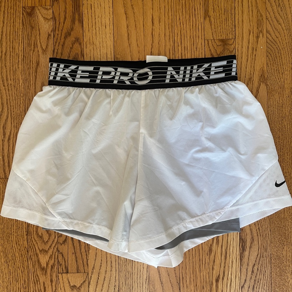 Nike Pro White Athletic Shorts